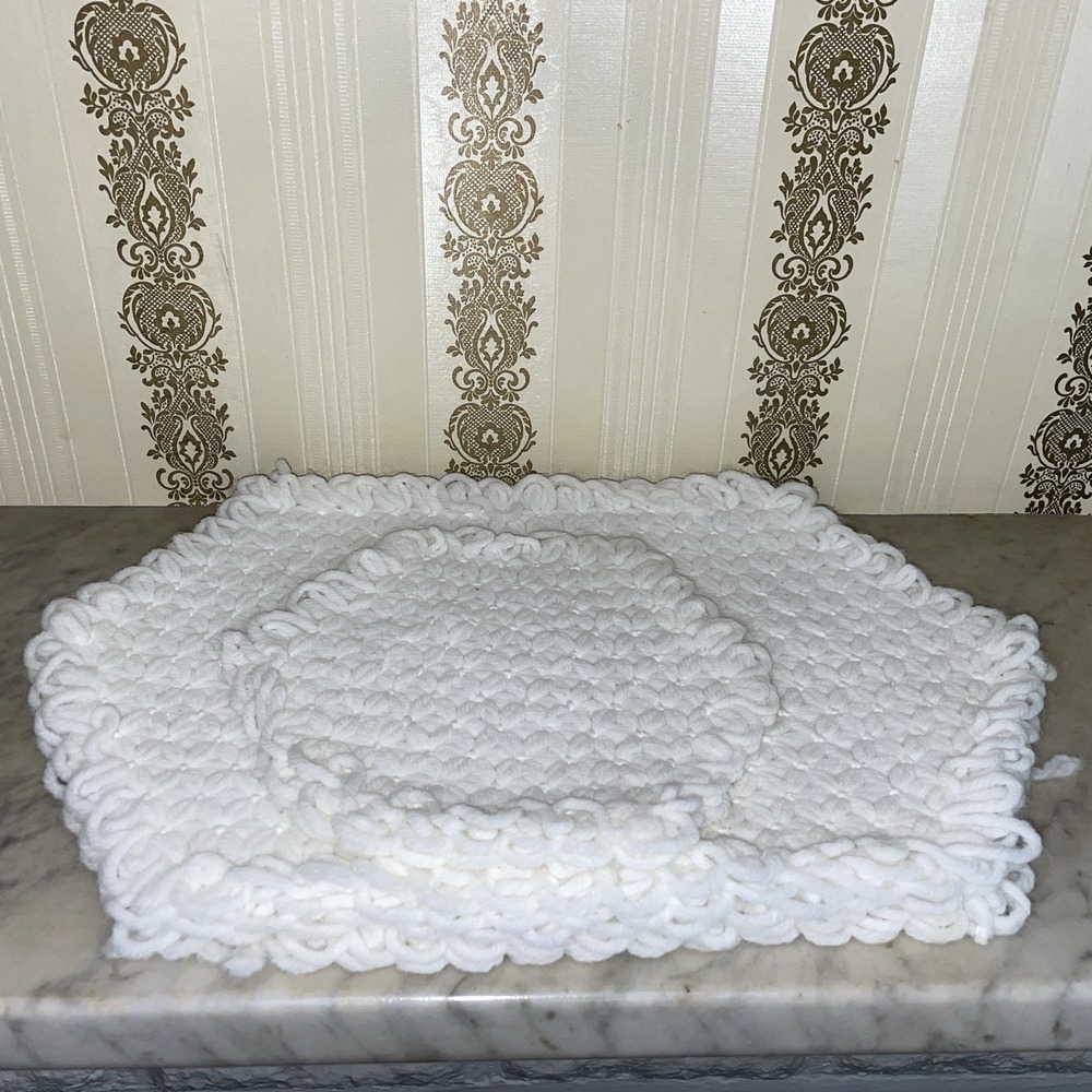 3 Matching Placemats | Snow White Yarn Lap Loom | Two 16" and One 8" Hexagon Mat